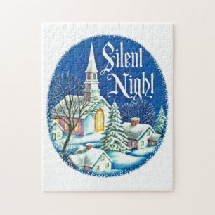 Retro-Jahrgang Weihnachtskirchenszene Puzzle