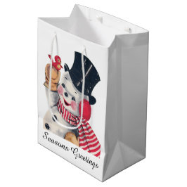 Retro-Jahrgang Weihnachtsschneemann hinzufügen Nac Mittlere Geschenktüte