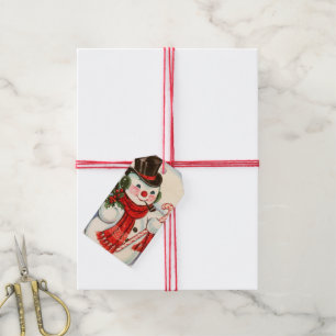 Retro-Jahrgang Weihnachtsschneemann Holiday Geschenkanhänger