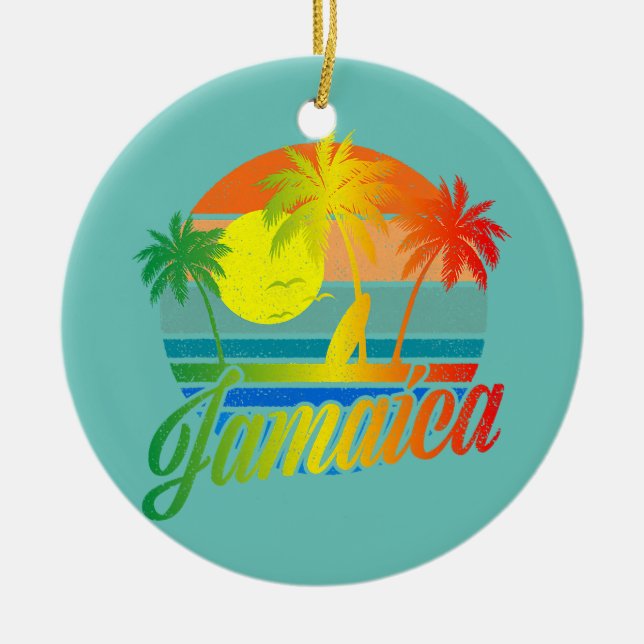 Retro Jamaica Sommerstrand Urlaub für Männer Fraue Keramik Ornament (Vorne)