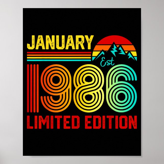 Retro January 1986 Limited Edition 40-year-old 40t Poster (Vorne)