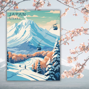 Retro Japan Niseko Travel Wassercolor Postkarte