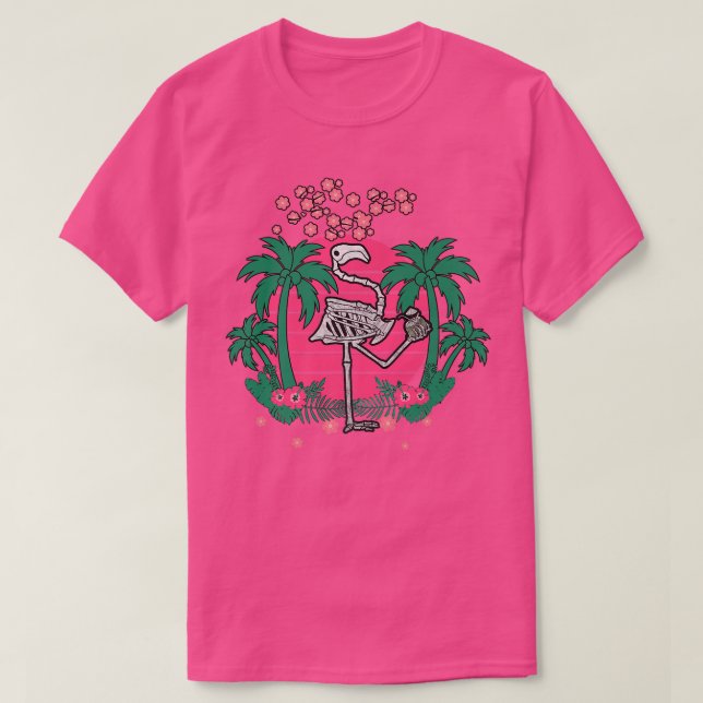 Retro Japan Vaporwave Kanji Skeleton Flamingo Para T-Shirt (Design vorne)