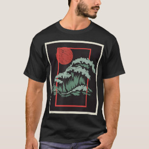 Retro Japan Wave Woodblock Japanische Kunst  T-Shirt