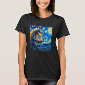Retro Japanisch Kaiju Eating Ramen Starry Night Pa T-Shirt