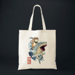 Retro Japanisch Samurai Kat Shark Vintag Kanagawa Tragetasche<br><div class="desc">Retro Japanisch Samurai Kat Shark Vintag Kanagawa</div>