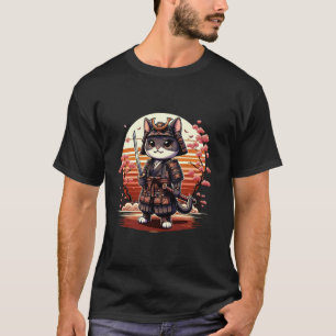 Retro japanische Katzen-Samurai-Ninja-Kunst Samura T-Shirt