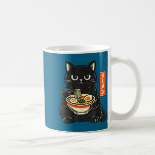 Retro-japanische kawaii-Ramen-Katze, die Nudeln is Kaffeetasse