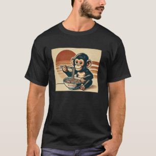 Retro japanische Kunst Wildtiere Süßer Schimpanse  T-Shirt