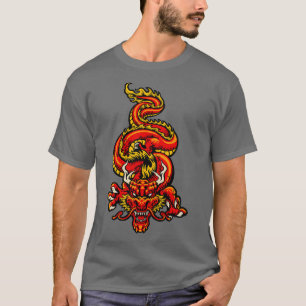 Retro japanischer Drache T-Shirt