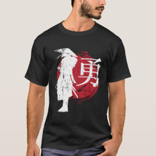 Retro Japanischer Krieger Samurai Japan Schreiben T-Shirt