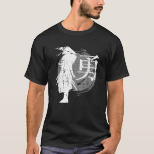 Retro-Japanischer Krieger-Samurai-Japan-Schreibges T-Shirt