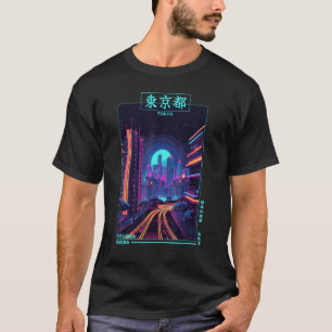 Retro Japanischer Vaporwave City Cyber Futurismus  T-Shirt