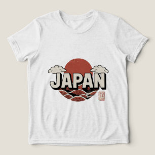 Retro-Japanisches Design mit aufgehender Sonne und Tri-Blend Shirt