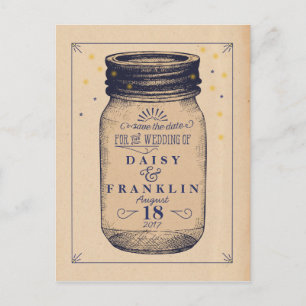 Retro Jar Save the Date - Telegrammstil - Marine Ankündigungspostkarte