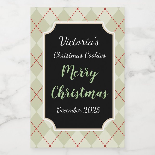 Retro Jar Weihnachtskekse Etiketten Geschenkaufkle (Einzelnes Label)