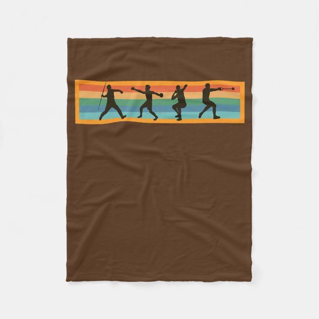Retro Javelin Discus Shooting Hammer Track und Fleecedecke (Vorderseite)