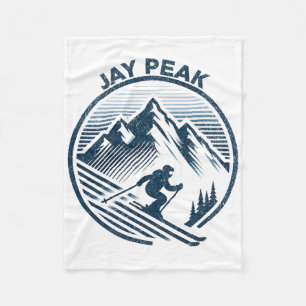 Retro Jay Peak Vermont Skifahren Skier Blau Vintag Fleecedecke