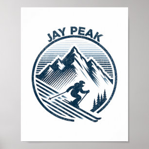 Retro Jay Peak Vermont Skifahren Skier Blau Vintag Poster
