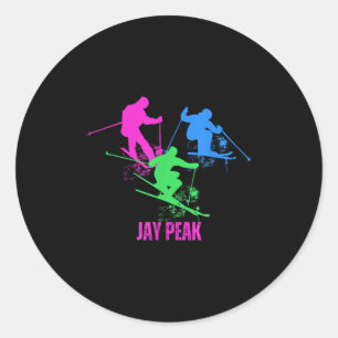 Retro Jay Peak Vermont Skiing Skier 90er Runder Aufkleber