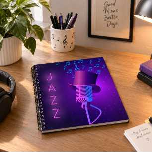 Retro-Jazz-Mikrofon-Quadrat-Notizbuch Notizbuch