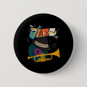 Retro-Jazz-Trompeten Lustiger Spieler Musikfestiva Button