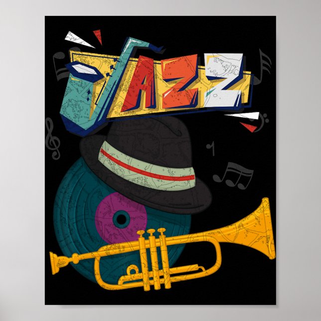 Retro Jazz Trumpets Funny Player Music Festival Ne Poster (Vorne)