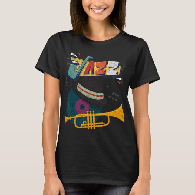 Retro Jazz Trumpets Funny Player Music Festival Ne T-Shirt (Vorderseite)