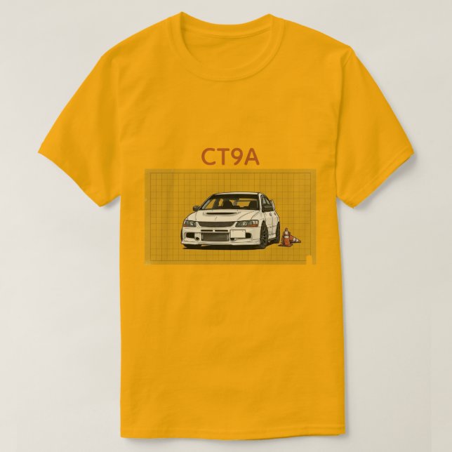 Retro JDM Lancer Evolution CT9A Blueprint JDM Auto T-Shirt (Design vorne)