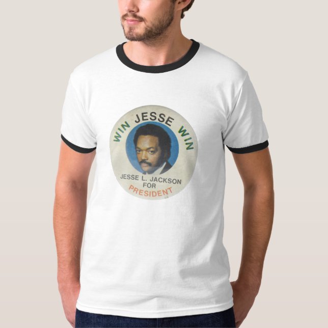 Retro Jesse Jackson für Präsidenten Ringer T-Shirt (Vorderseite)