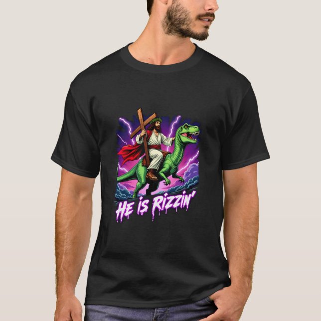 Retro Jesus Christlich, dass er Rizzin reiten T Re T-Shirt (Vorderseite)