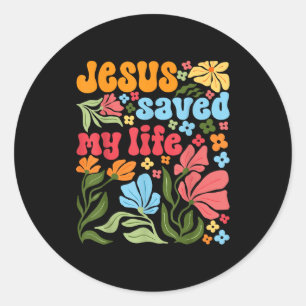 Retro Jesus Christus hat mein Leben gerettet Boho Runder Aufkleber