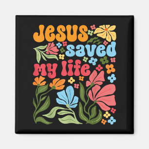 Retro Jesus Christus rettete mein Leben Boho Flora Magnet