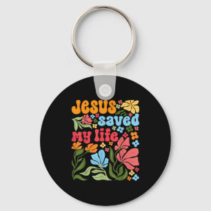 Retro Jesus Christus rettete mein Leben Boho Flora Schlüsselanhänger