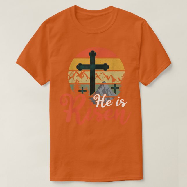 Retro Jesus He Risen Christlich 2022 Happy East T-Shirt (Design vorne)
