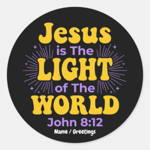 Retro Jesus ist das Licht der Welt Johannes 8,12 Runder Aufkleber