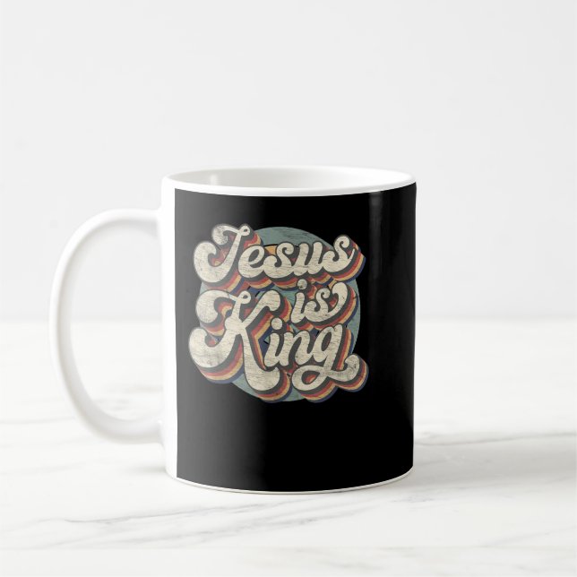 Retro Jesus ist König Christliche Bibel Religiöse  Kaffeetasse (Links)