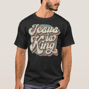 Retro Jesus ist König Christliche Bibel Religiöse  T-Shirt