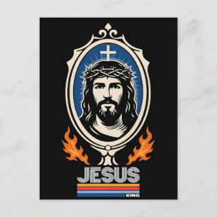 Retro Jesus König Christlich  Feiertagspostkarte