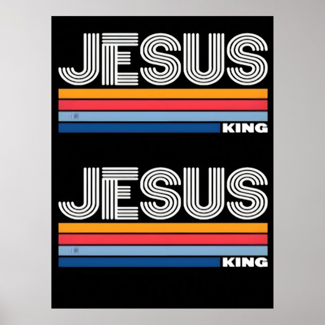 Retro Jesus König Christlich  Poster (Vorne)