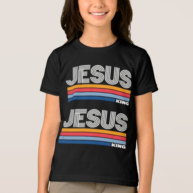 Retro Jesus König Christlich  Tri-Blend Shirt (Vorderseite)
