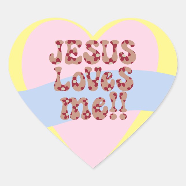 Retro Jesus Lieben Herz-Aufkleber (Vorderseite)