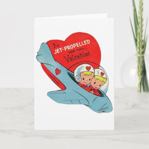 Retro-Jet-Pilot-Valentinstag-Karte Feiertagskarte