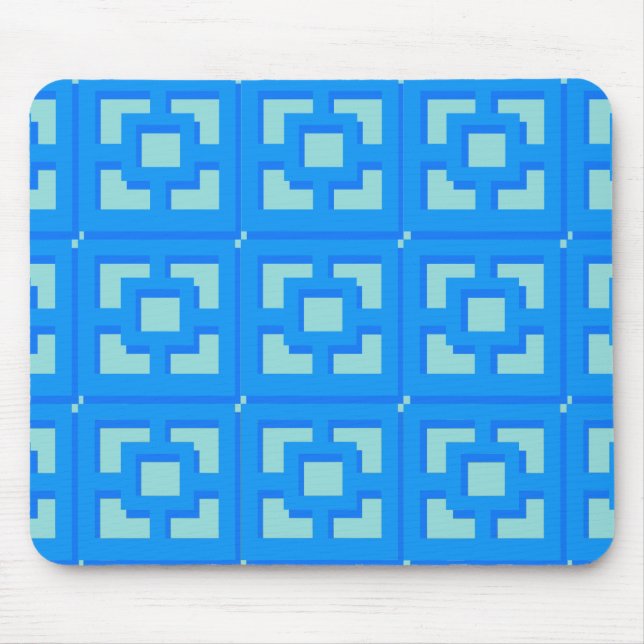 Retro Jet Set Blue Trellis Mousepad (Vorne)