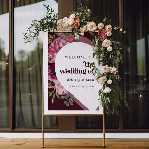 Retro Jewel Ton Herzromantische Hochzeit Willkomme Poster