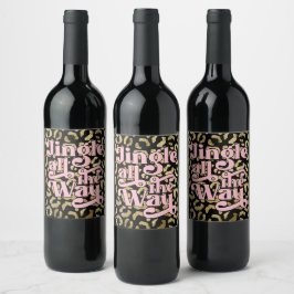 Retro Jingle All way Drink Label Animal Print Weinetikett