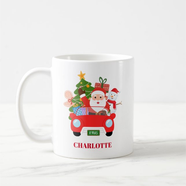 Retro Jingle And Mingle Christmas Santa Red Kaffeetasse (Links)