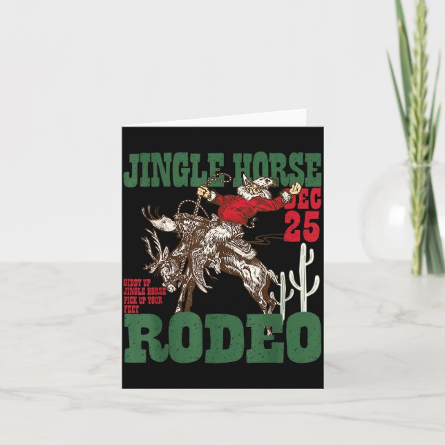 Retro Jingle Horse Rodeo Christmas Funny Western C Karte (Vorderseite)
