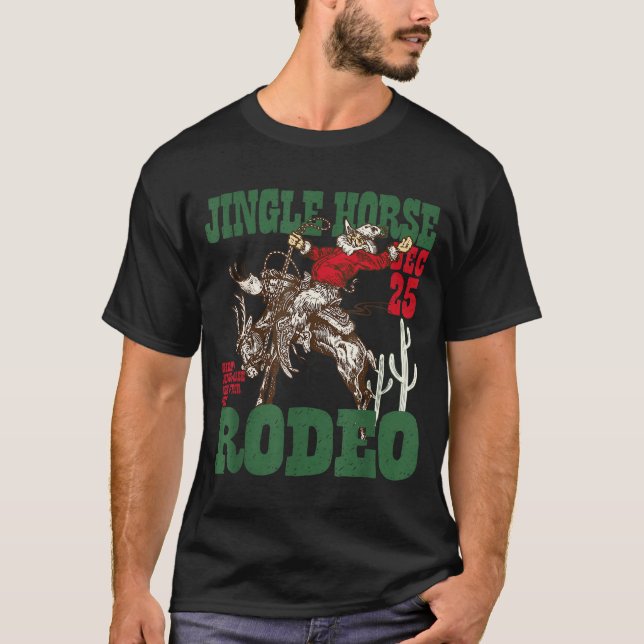 Retro Jingle Horse Rodeo Christmas Funny Western C T-Shirt (Vorderseite)