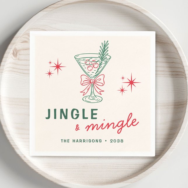 Retro Jingle Mingle Weihnachtsfeier Serviette (Retro Jingle Mingle Christmas Party Napkins
)